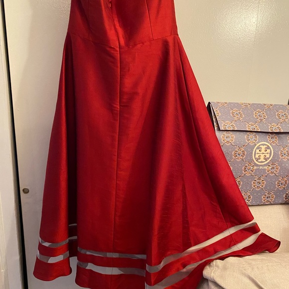 ALFRED SUNG Strapless beautiful midi dress, like new, 14 size Dupioni fabric - Picture 3 of 16